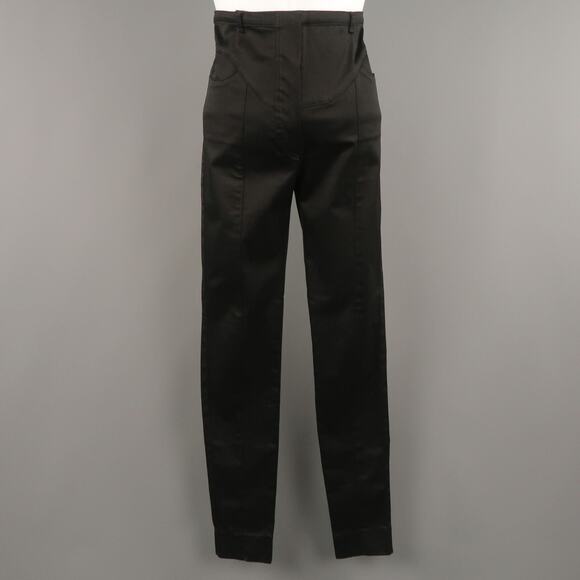 BALENCIAGA Size 4 Black Cotton  High Rise Fitted Moto Dress Pants - Picture 1 of 1
